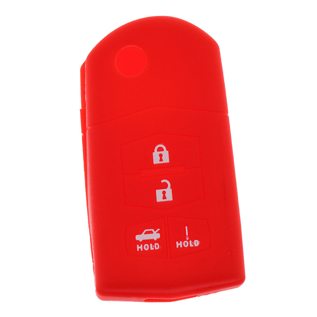 Replacement Car 4 Button Key Silicone Shell Case Cover For Mazda Red