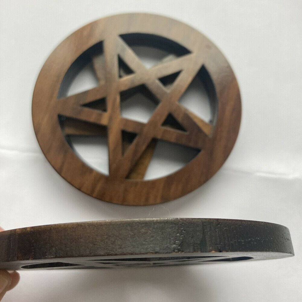 Wooden Carving Pentagram Altar Tile Witch Wicca Pagan Wood Mat Decoration Home