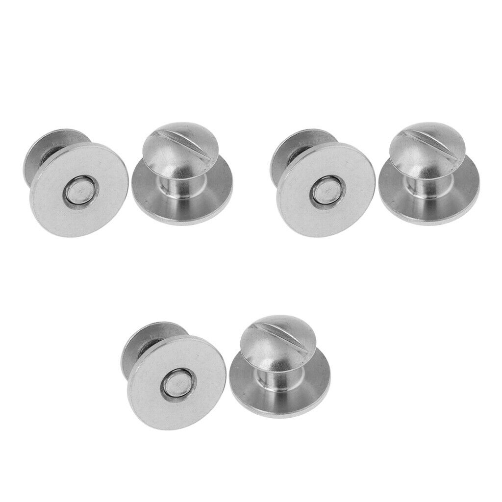 3 Pairs of Marine Steel Book Screws for Tech Diving Back Plate Pad