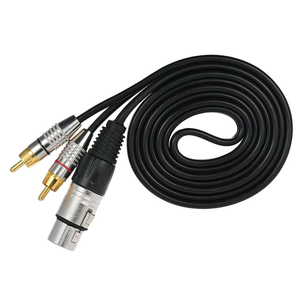 2Pieces Double RCA Male Plug to XLR 3 Pin Female Jack Audio Cable Connector