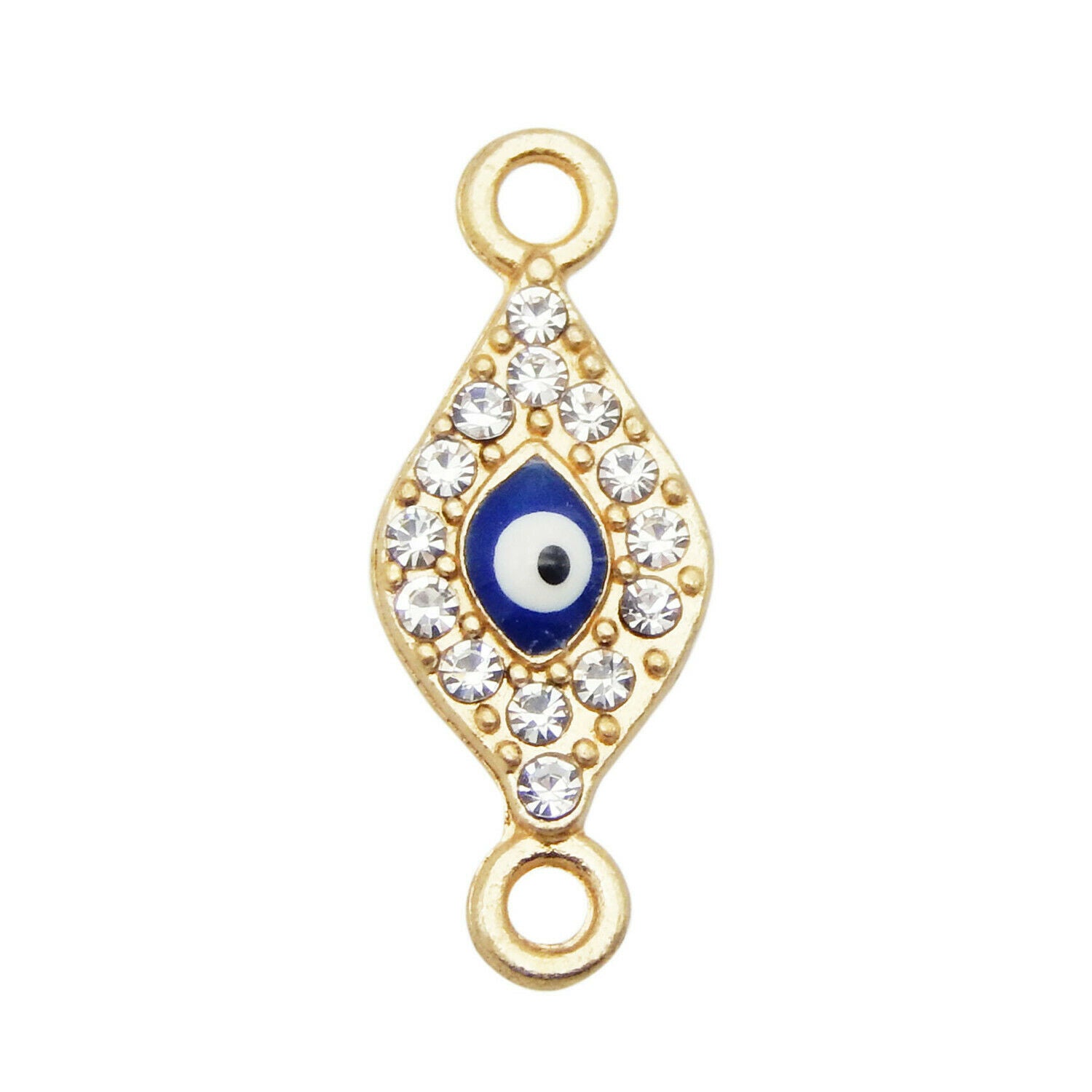 22*9mm Golden Alloy Enamel Eye Charm Pendant Rhinestone Connector Jewelry 12PCS
