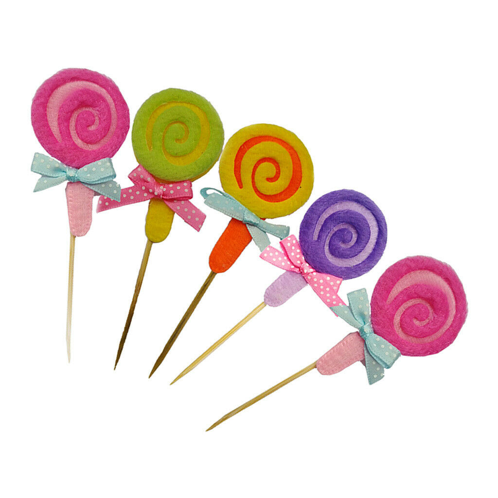 5pcs Lollipop Cake Topper Embellishments Cupcake Picks Party Supplies Decor