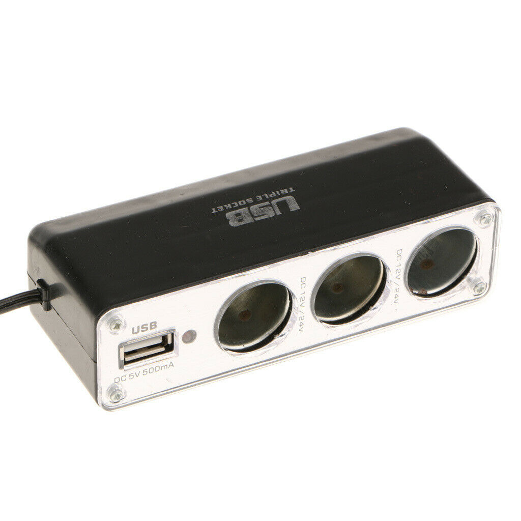 3 Way USB Plug Charger Socket Splitter Cigarette Lighter for Car Vehicle