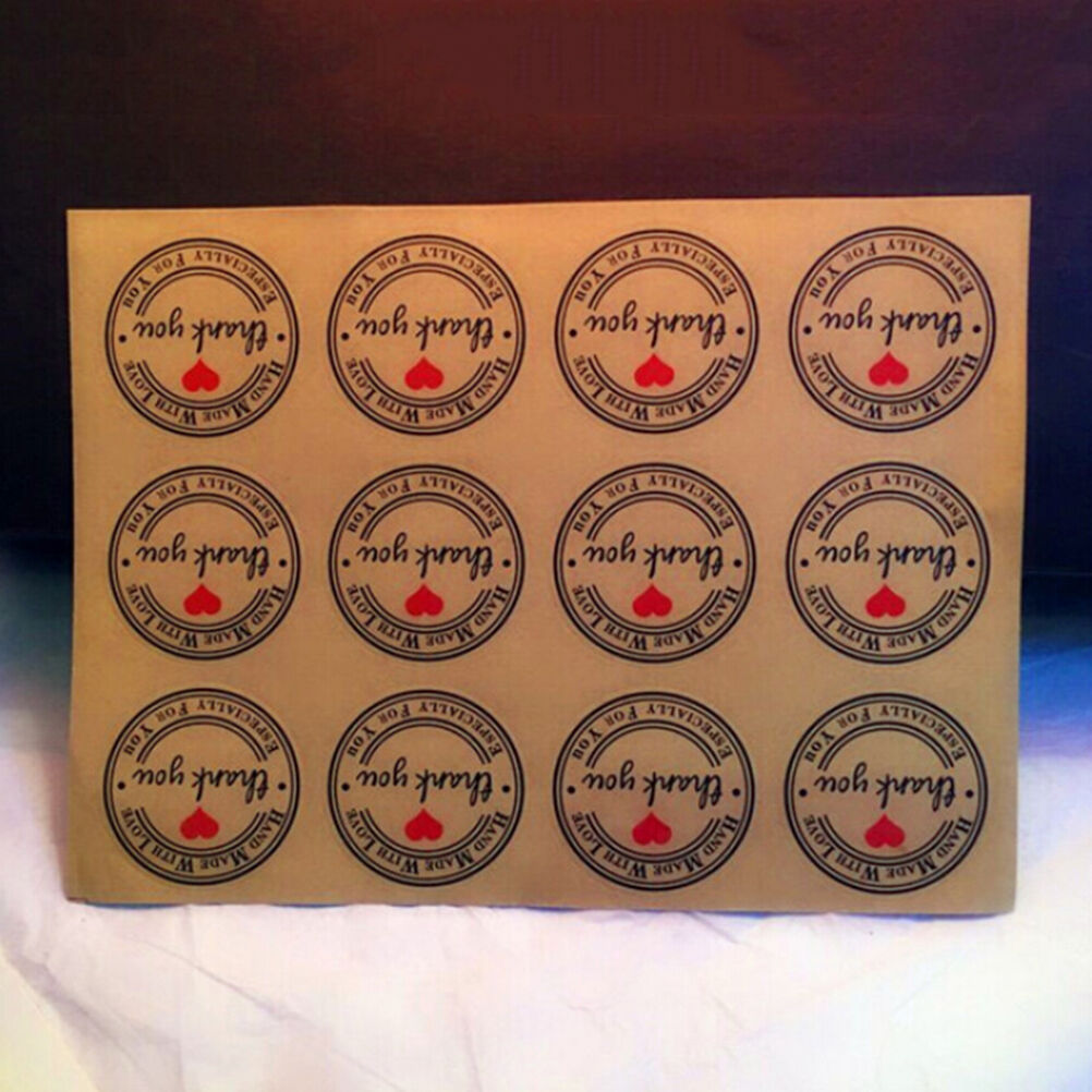 60x Thank You Self-adhesive Stickers Kraft Label Stickers Gifts Labels Pap.l8