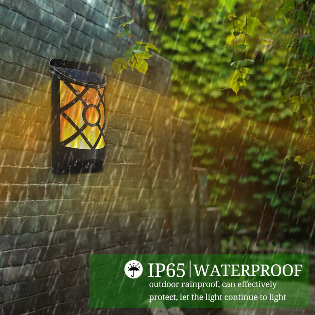 Portable Yard Solar LED Motion Sensor Night Light Simulation Flame Wall Lamp