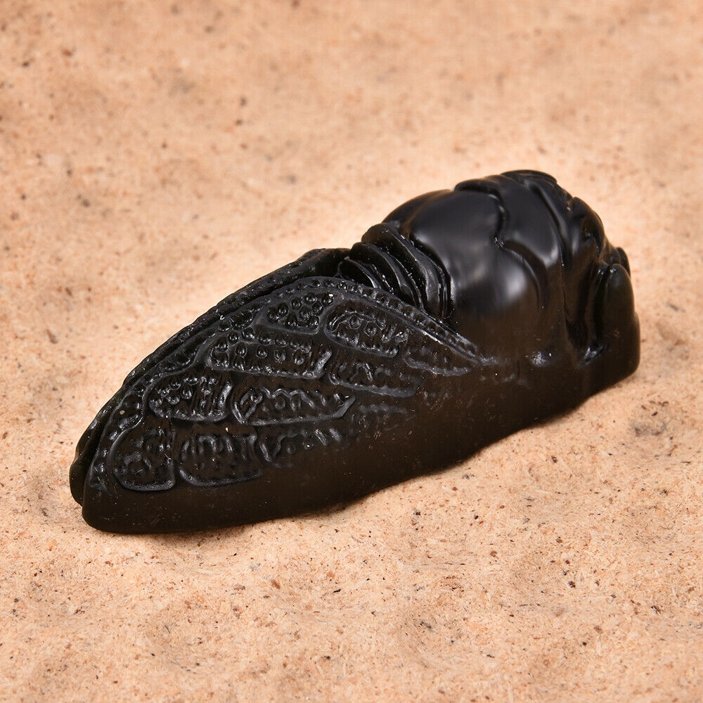 New 1PC Natural Obsidian Green Jade Hand Carved Cicada Good Luck Pendant Jewelry
