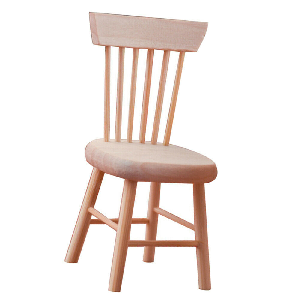 12th Miniatures Furniture Handmade Unpainted Chair Decoration Photo Props