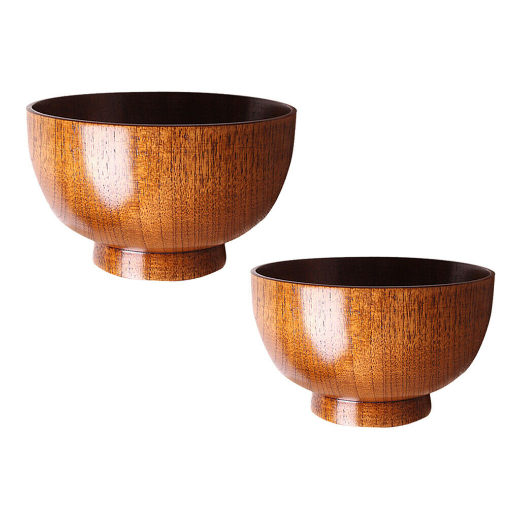 2pcs Wooden Kids Soup Bowl Tableware Snack Container Food Serving Bowl