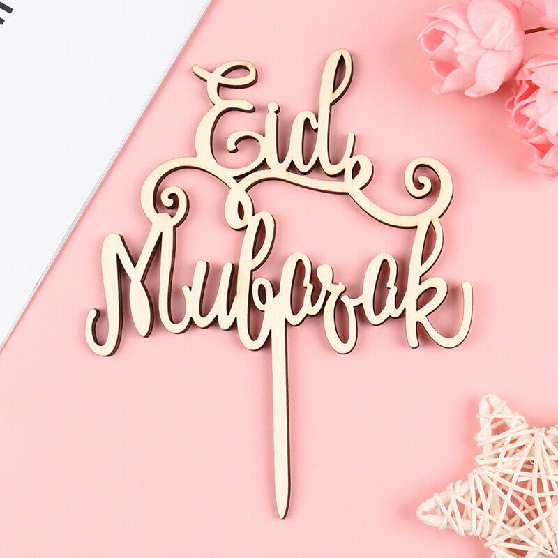Wooden Ramadan Cake Topper Flower Wreath Eid Mubarak Cake Topper Decorati.l8