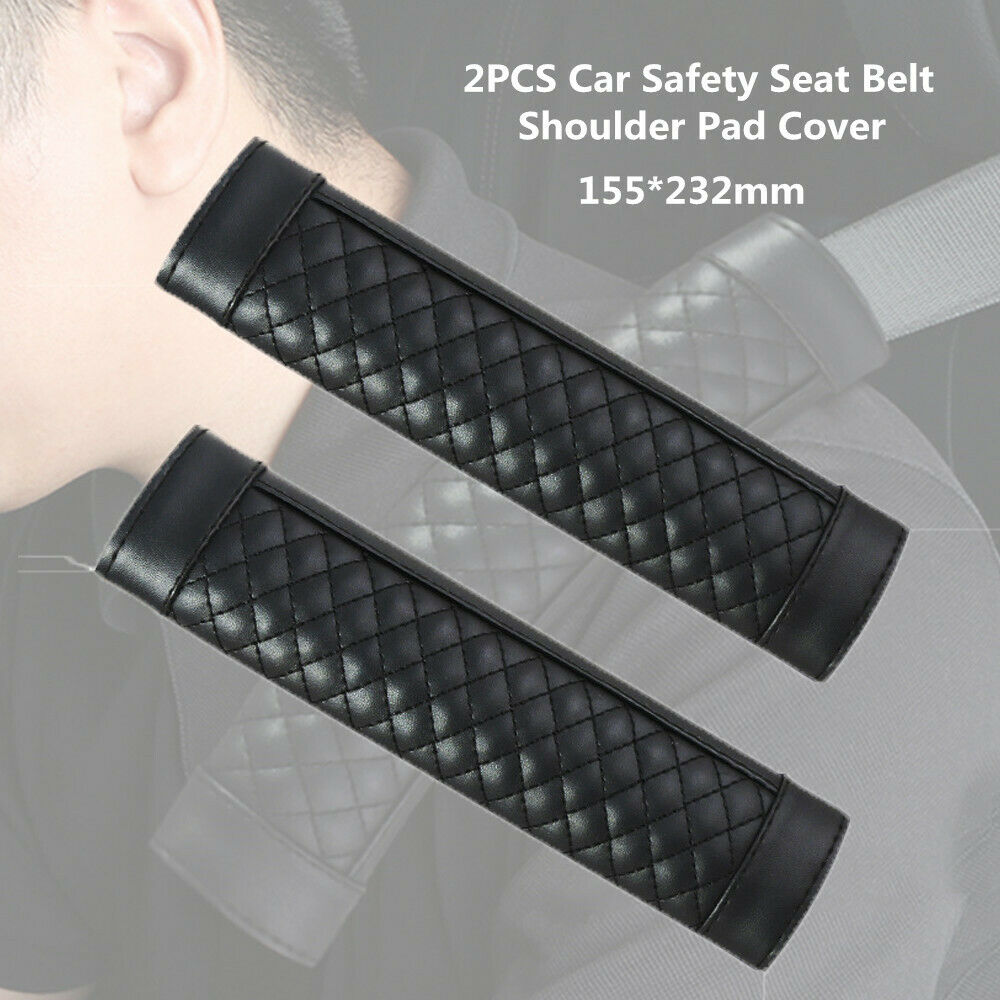 2X Car Safety Seat Belt Shoulder Pad Cover Cushion Harness Comfortable Pad Black
