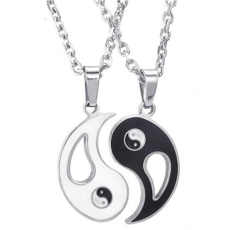 Yin Yang Pendant Necklace Chain Couple Friend Friendship Jewelry Gifts 2PC.l8