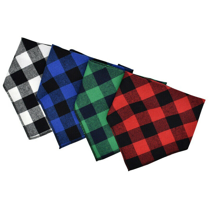 4PCs Pet Scarf Pet Bandana For Plaid Ties Collar Cat Dog Triangular BandageJCDD