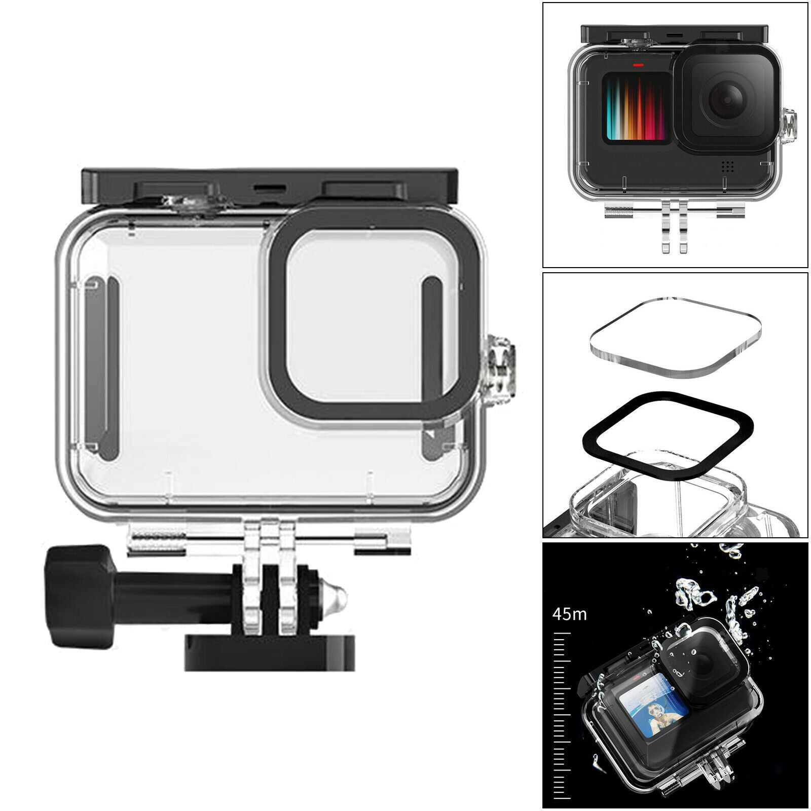New Waterproof Housing Clear Case Diving Protective For   Hero 9 Camera