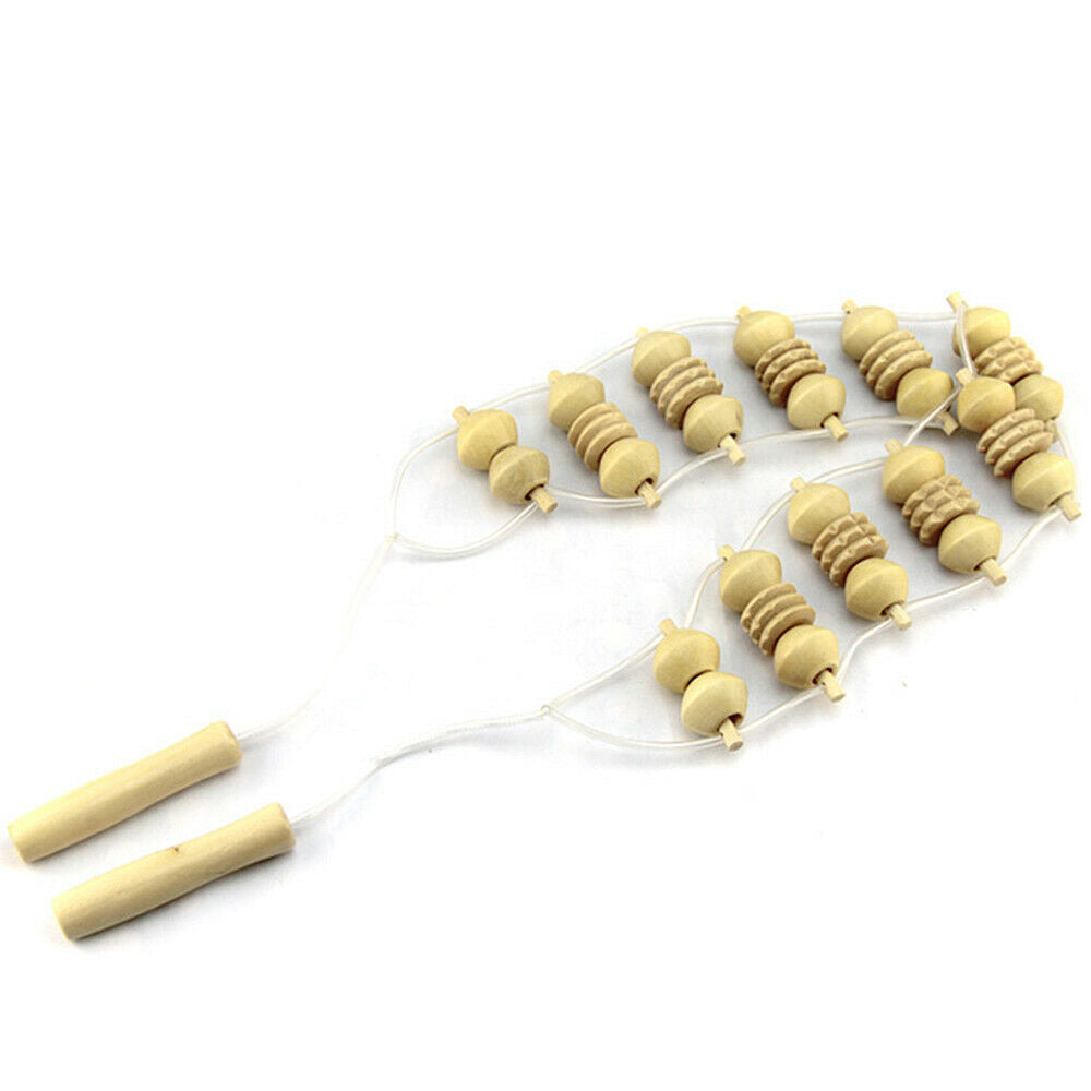 Wood Massage Roller Rope For Body Back Muscle Pain Relief Therapy Massager Tool
