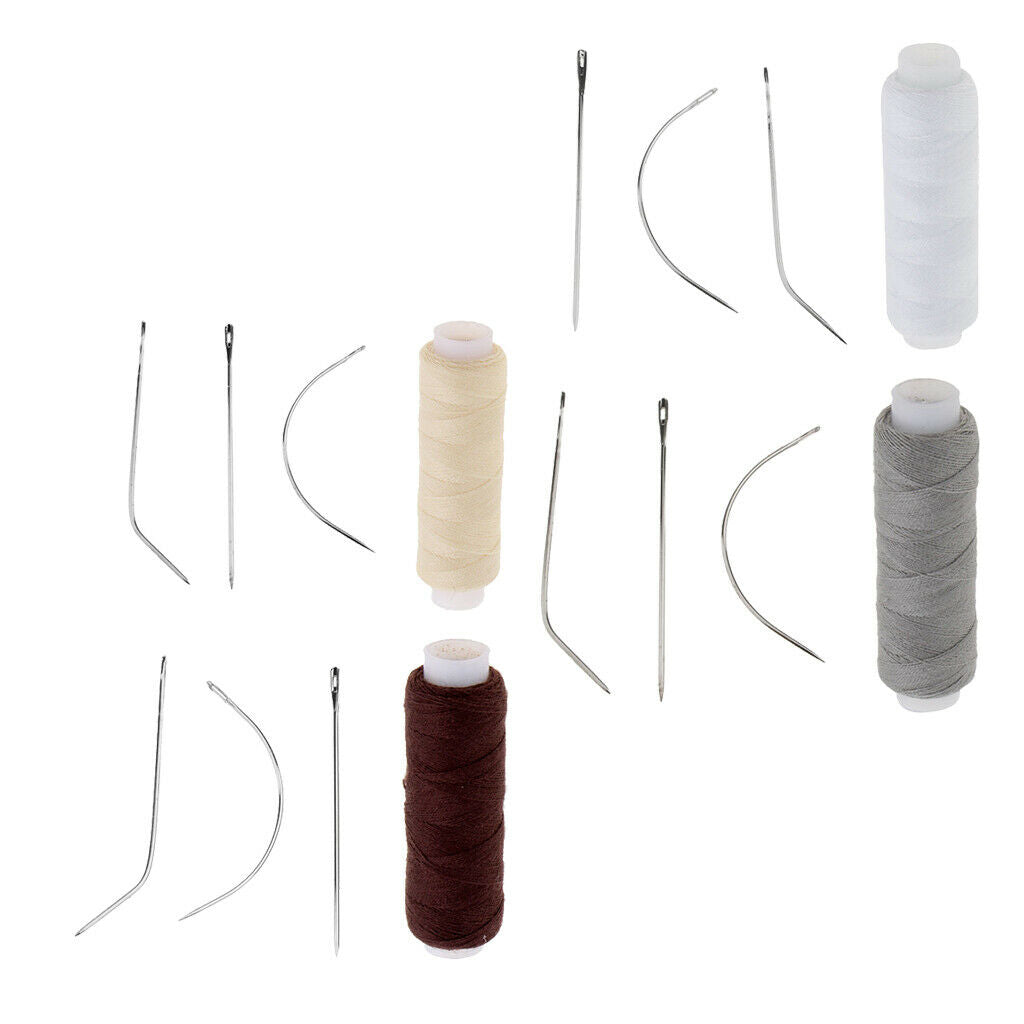 4Pcs Strong Hair Weft Wigs Toupee Weaving Sewing Thread with 12pcs Needles