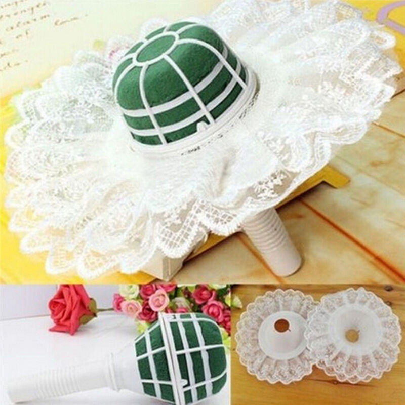 Foam Bouquet Handle Bridal Weddings Flower Holder Decoration With Laces Trim BDA