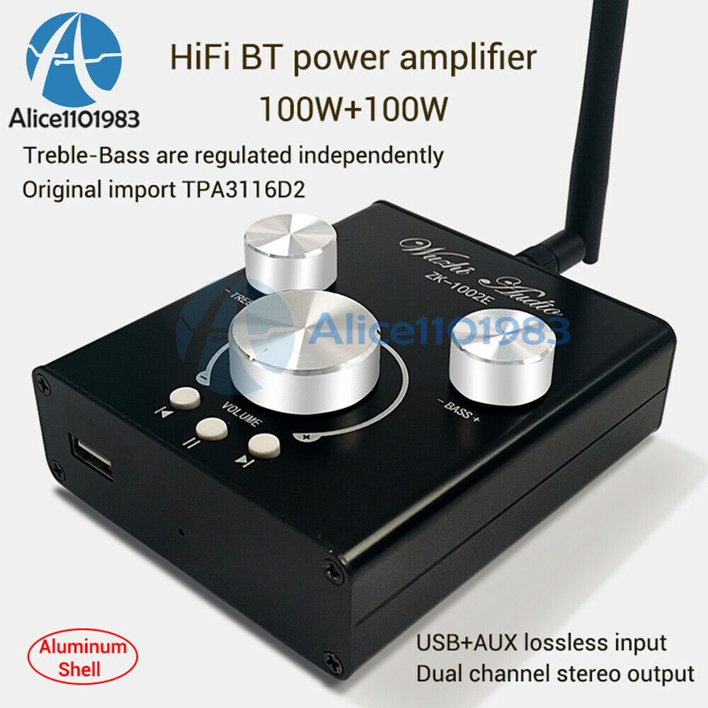 1002E 100WX2 Audio Power Amplifier Bluetooth 5.0 Dual-channel Stereo TPA3116