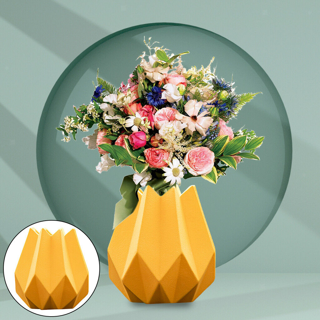 Imitation Origami Ceramic Flower Vase Furnishing Home Desktop Decor Yellow