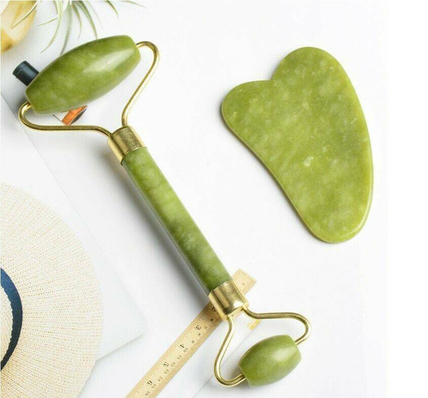 Face Massager Tool Facial Jade Stone Roller Massage Natural Rose Quartz Beauty !