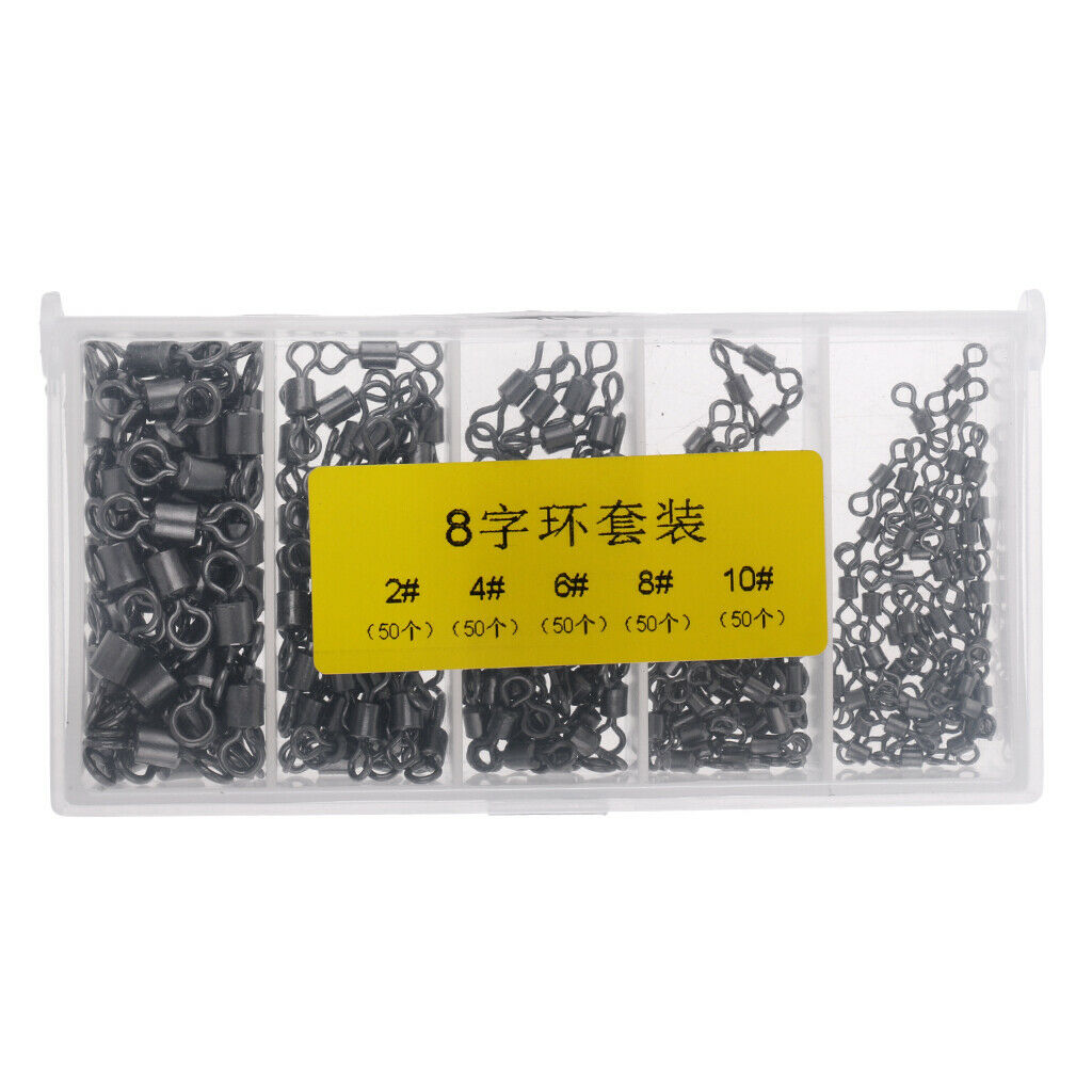 250Pcs Ball Bearing Stainless Steel Fishing Rolling Swivels Connectors