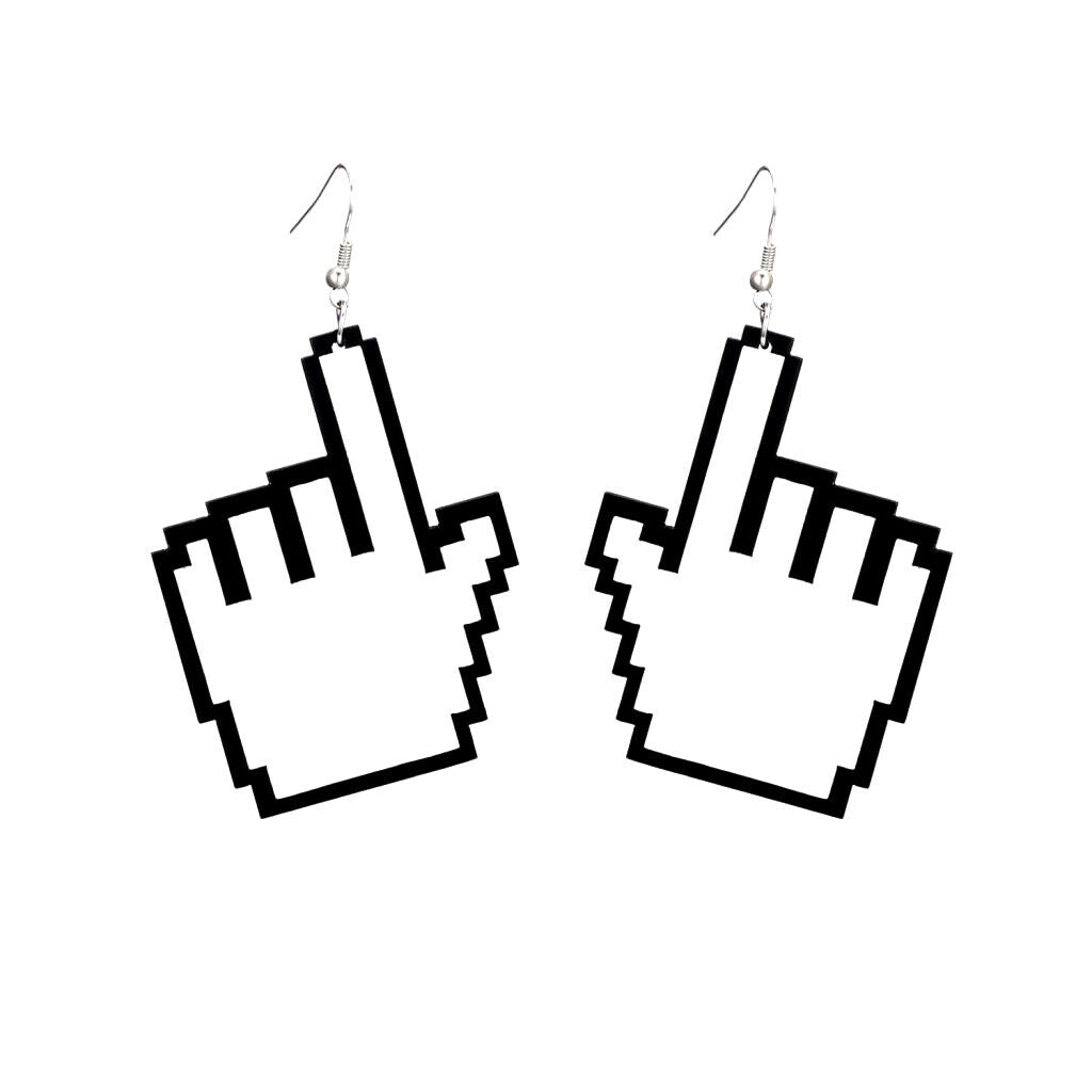 Hip Hop Cool Gesture Pendant Fish Hook Earrings Fashion Evening Club Jewelry
