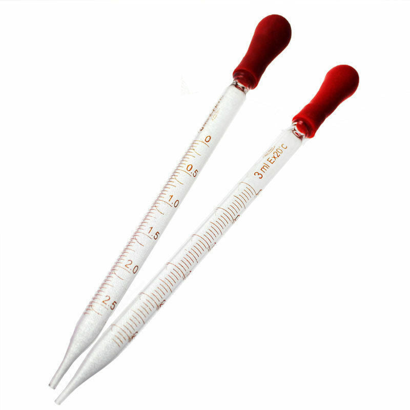 5pcs Rubber Head Glass Dropper Glass Pipettes Dropper 3mL scale line