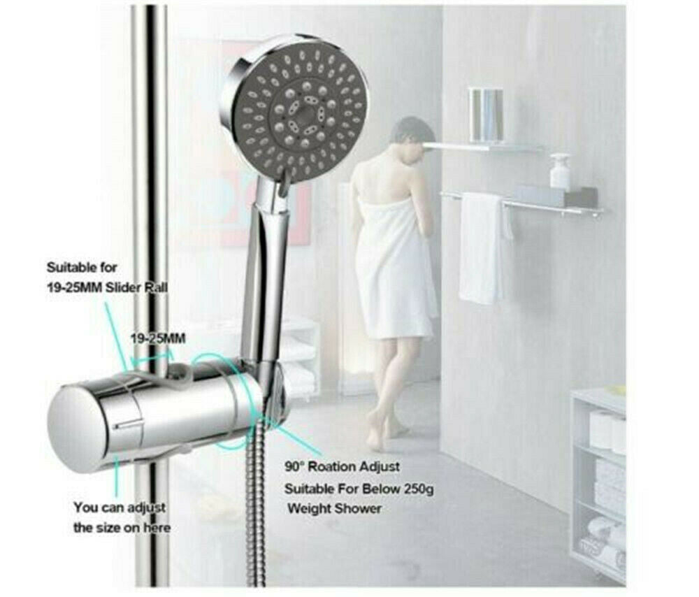 18-25mm Strong Shower Head Riser Rail Clamp Bracket Holder Twist Chrome Finish