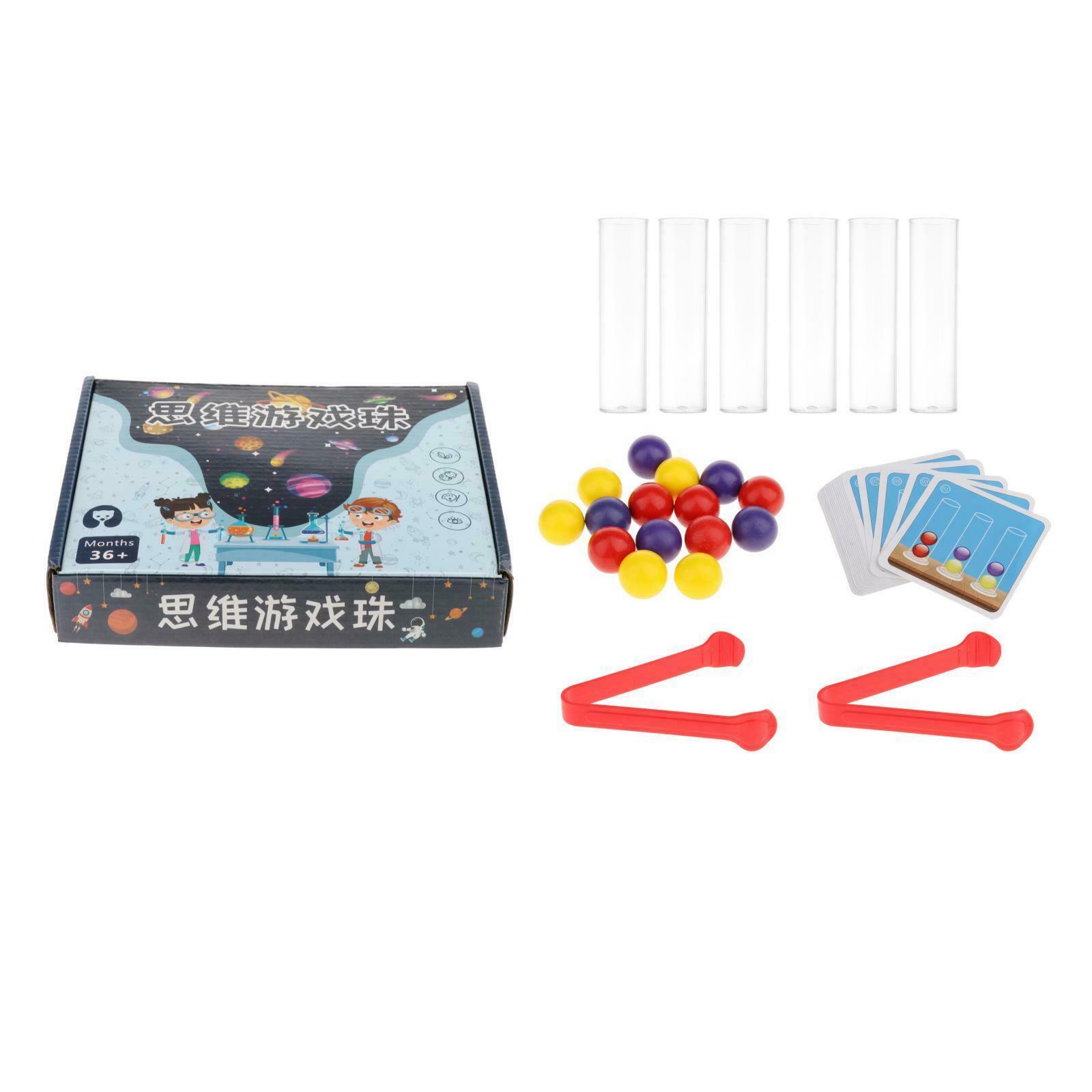 Montessori Wooden Bead Game Fine Motor Skill Test Tube Clip Beads Toys