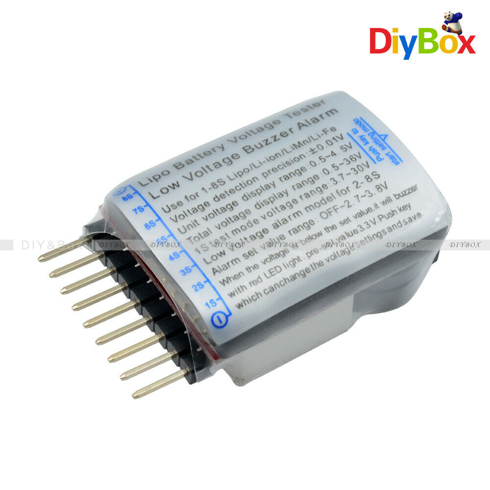 2 In1 Indicator 1-8S Lipo Li-ion Battery Voltage Tester Low Voltage Buzzer Alarm