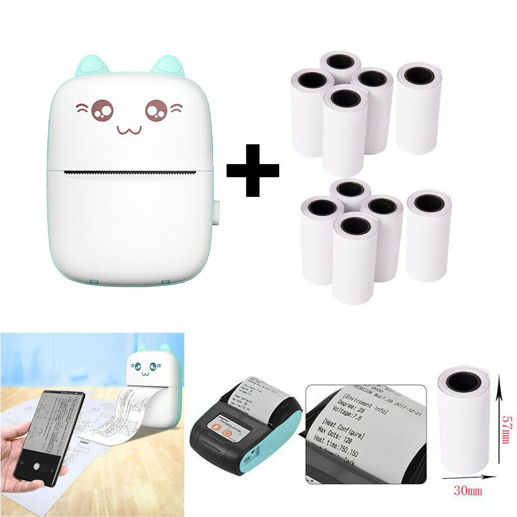 Pocket Thermal Printer Portable Photo Printer with 11 Roll Paper 57x30mm A