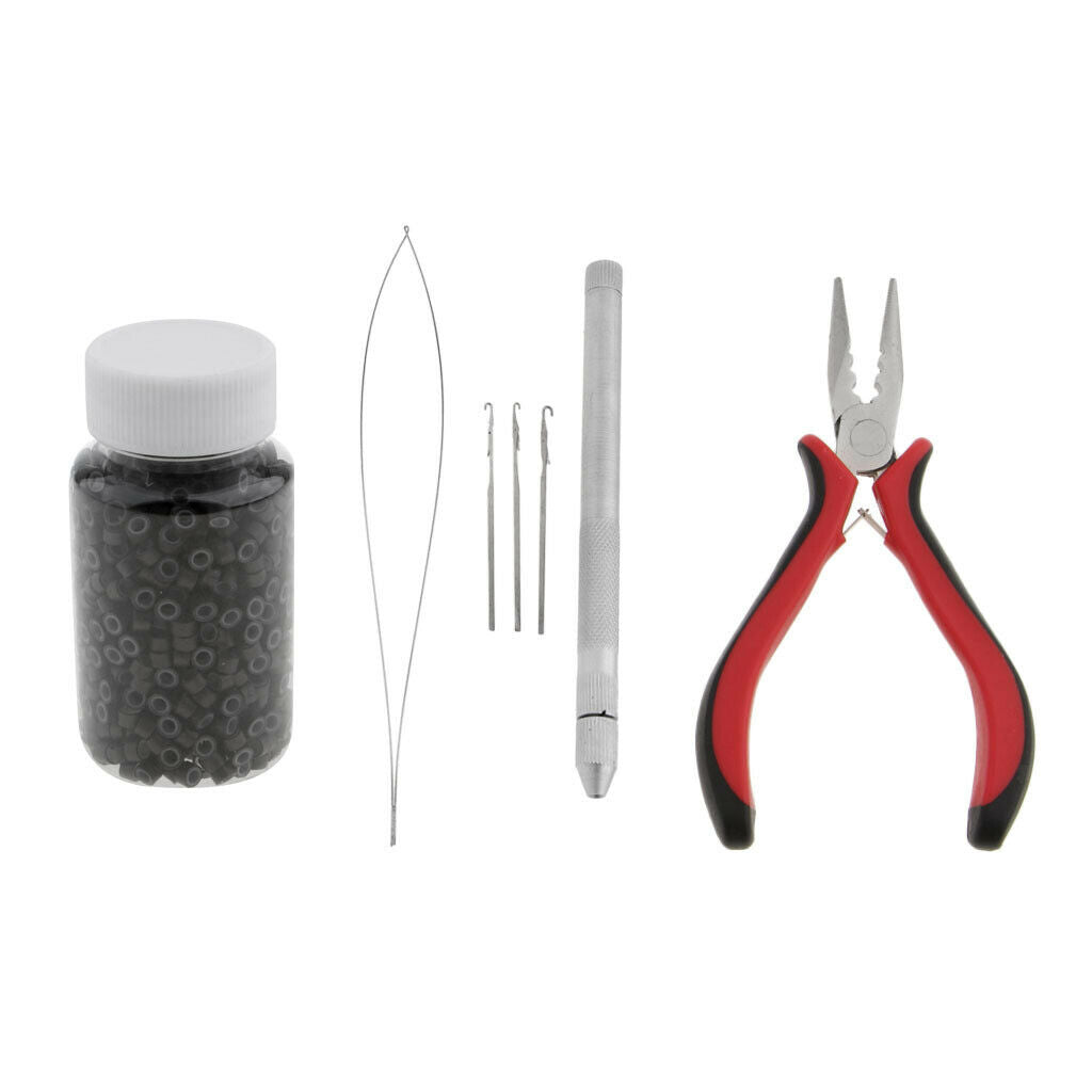 Set of Hair Extensions Tool Kit Pliers + Pulling  + 1000 Micro Beads