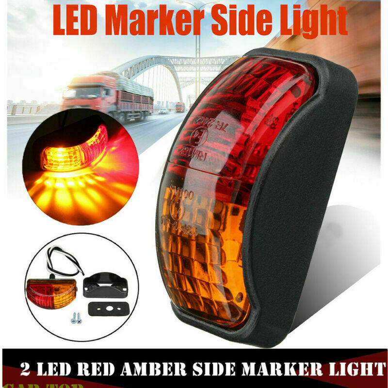 1x Red/Amber 2LED Side Marker Lights Lamp Trailer Truck Lorry Caravan Van12V-24V