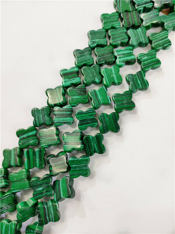 1 Strand 14x4mm Green Malachite Lucky Clovers Spacer Loose Beads 15.5inch HH169
