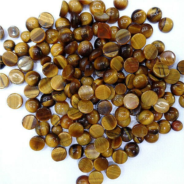 100Pcs 8mm Wholesale Natural Brown Tiger Eye Gem Round Cab Cabochon HH7054
