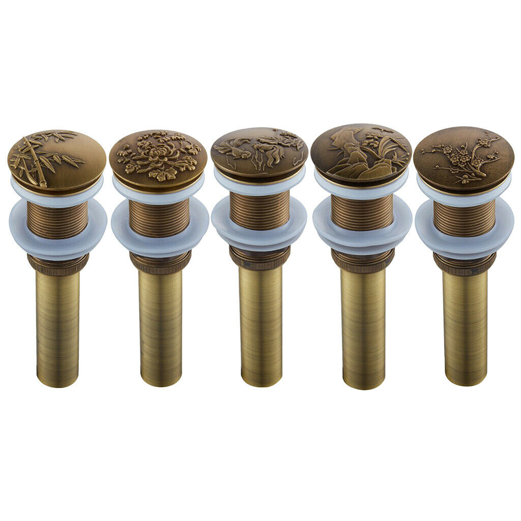 Bathroom Vessel Sink Brass Pop Up Drain without Overflow 3.2cm Bamboo