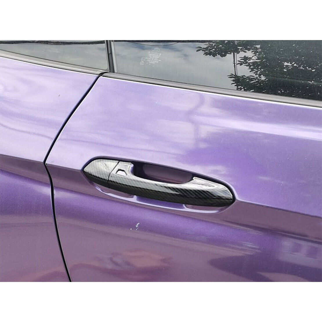 2x Carbon Fiber Style Door Handle Cover Trim Bezel Fit for Ford Mustang 2015-20