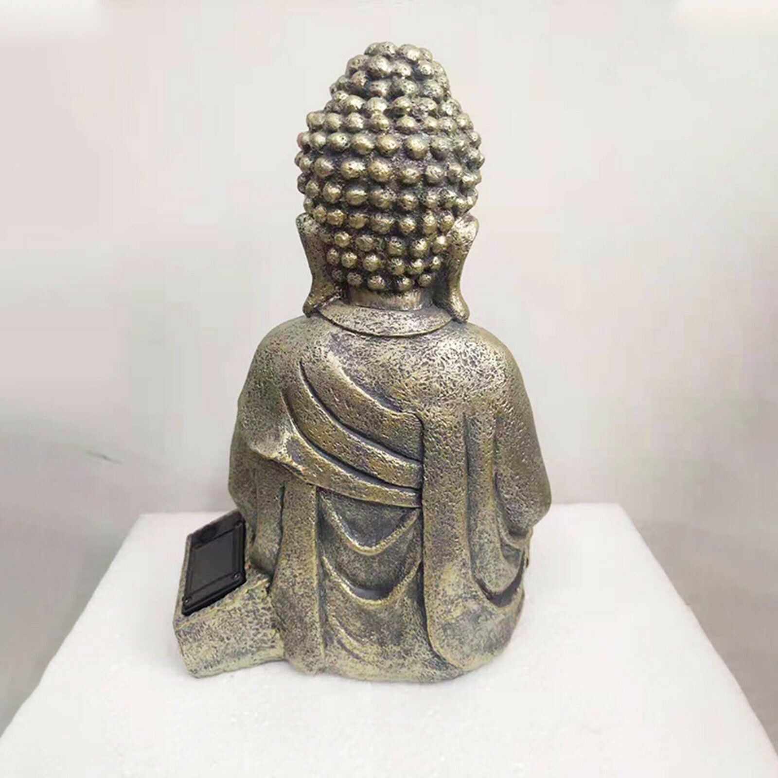 Home Buddha Statue Garden Zen Outdoor Solar Light Patio Ornament Sculpture