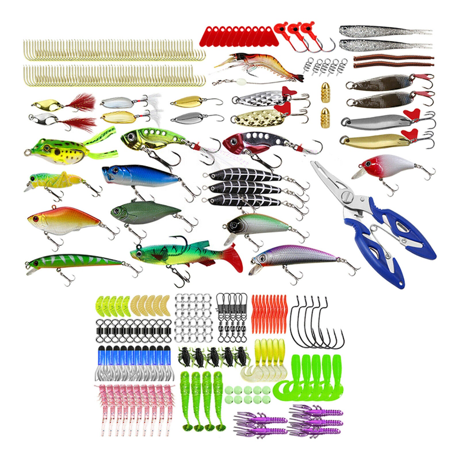 Fishing Tackles Set Trout Carp Bass Fishing Lures Kit Jigs Hooks Pliers Gear