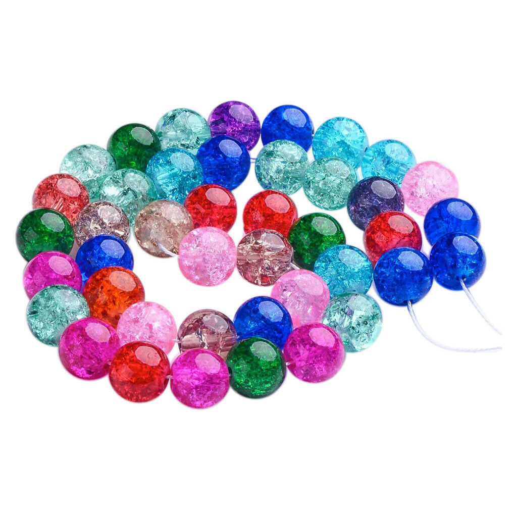 42x Multicolor Glass Crackle Beads Round glass beads for DIY