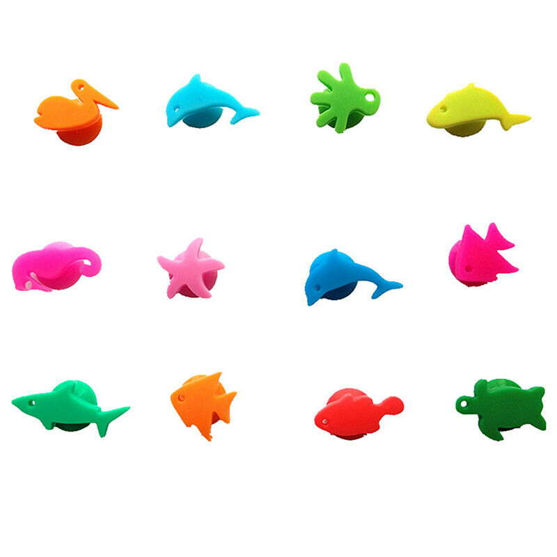 12pcs/set Silicone Marine Animals Wine Glass Marker Drinking Cup Identifi.l8