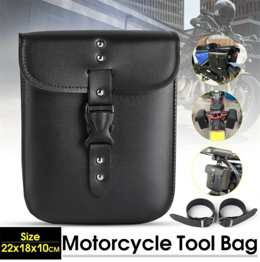 1x New Motorcycle PU Leather Tool Bag Luggage Storage Side Saddlebag