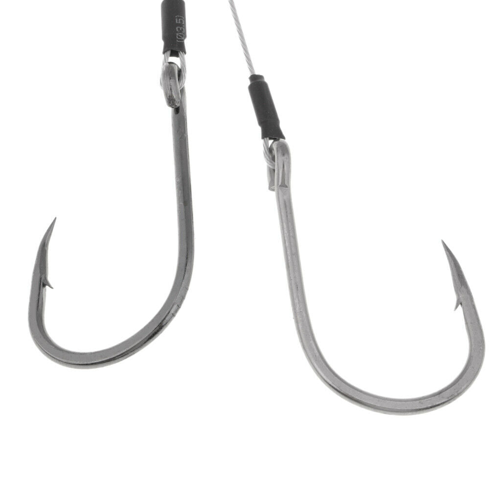 2pcs Dual Assist Hooks Barbed Jigging Fishing Hooks 1 Piece with 2 Hooks for