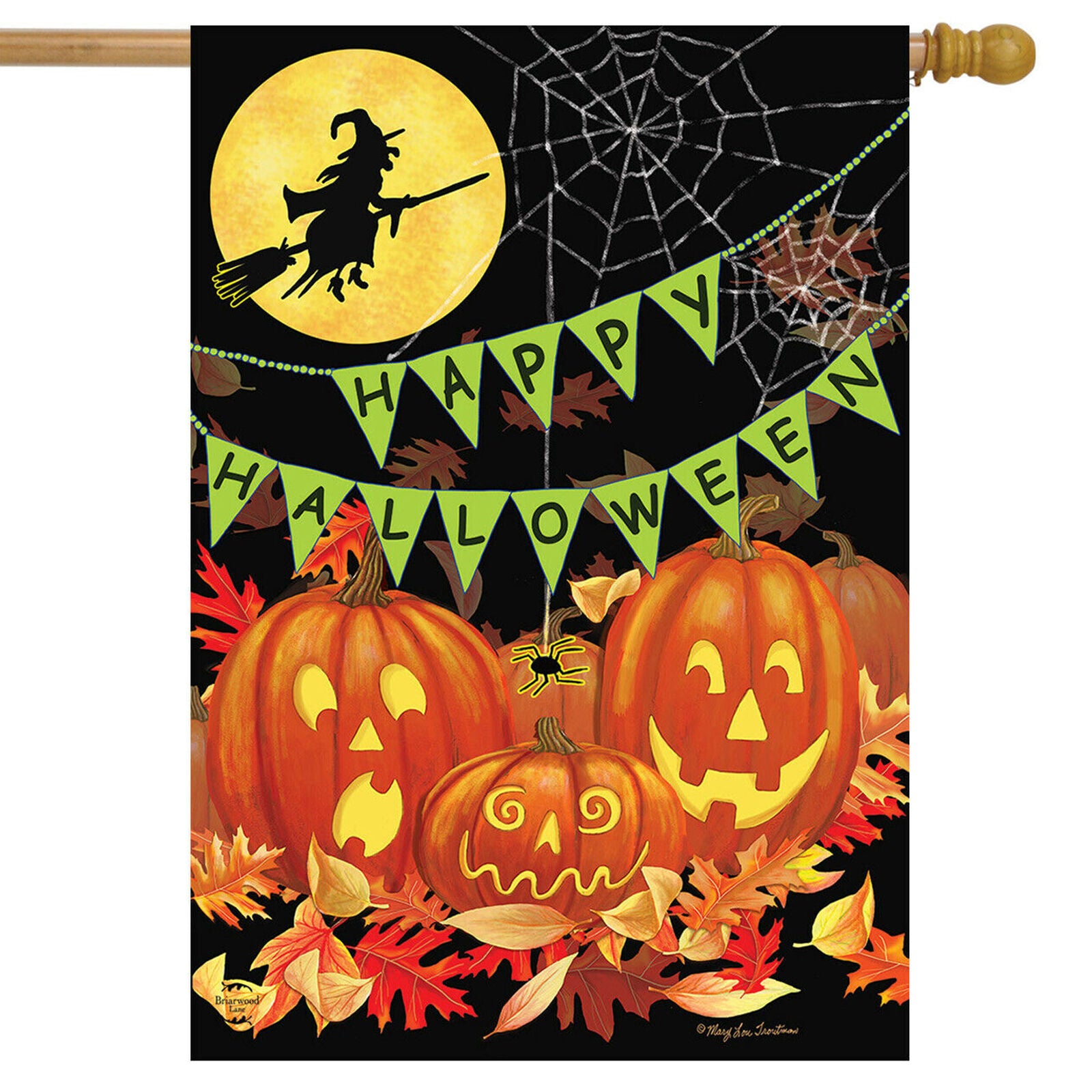 Halloween Haunts House Flag Witch Jack-o-Lantern 28" x 40" Briarwood Lane