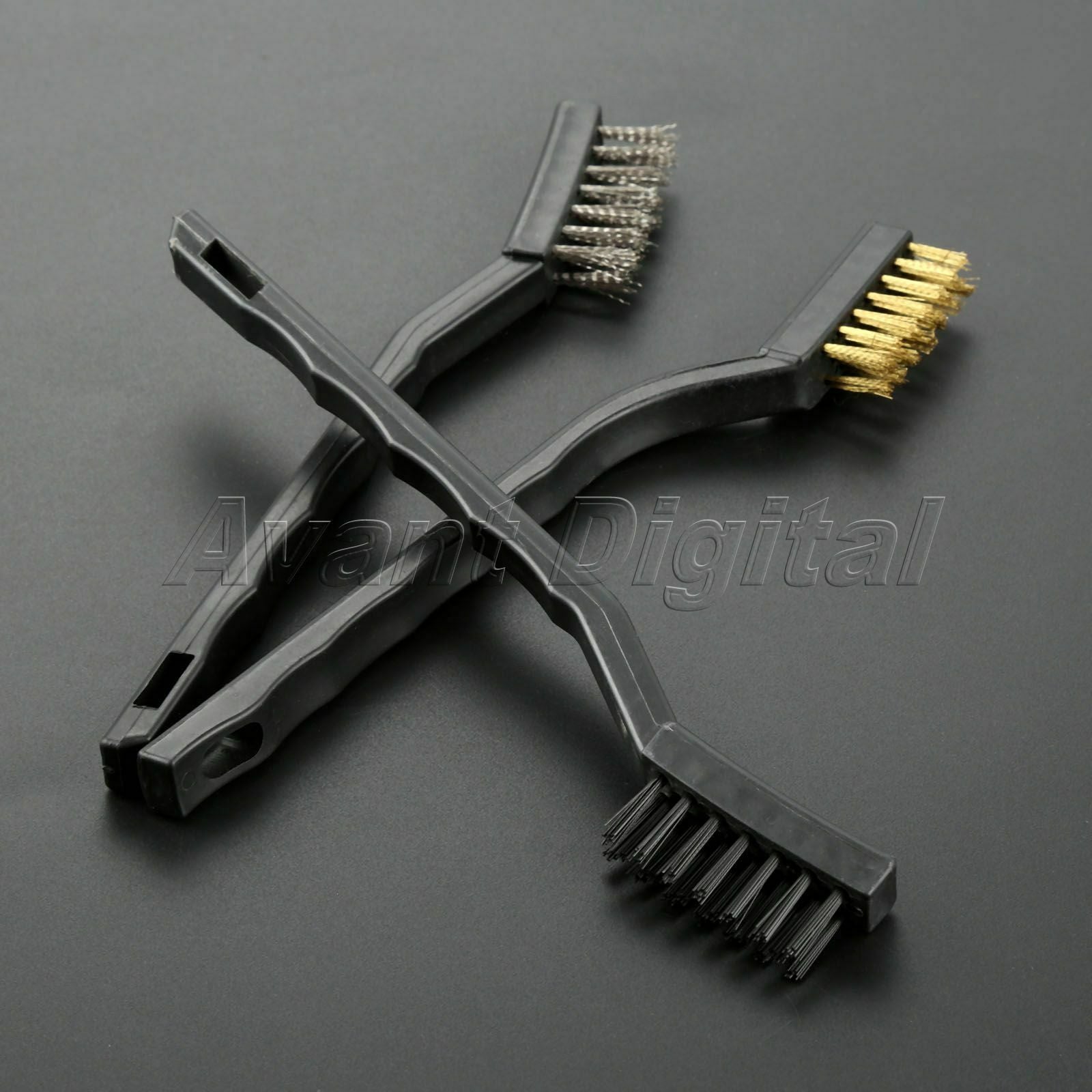 3pcs Hom Kitchen Car Cleaning Detailing Polishing Wire Brush Steel Brass Nylon