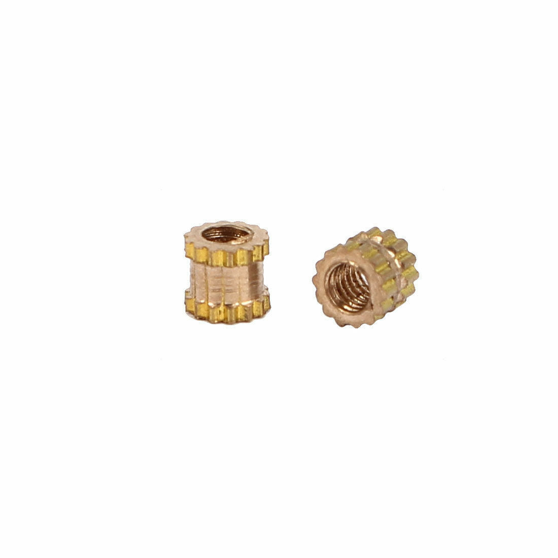 M2 x 3mm Brass Cylinder Knurled Threaded Round Insert Embedded Nuts 100pcs
