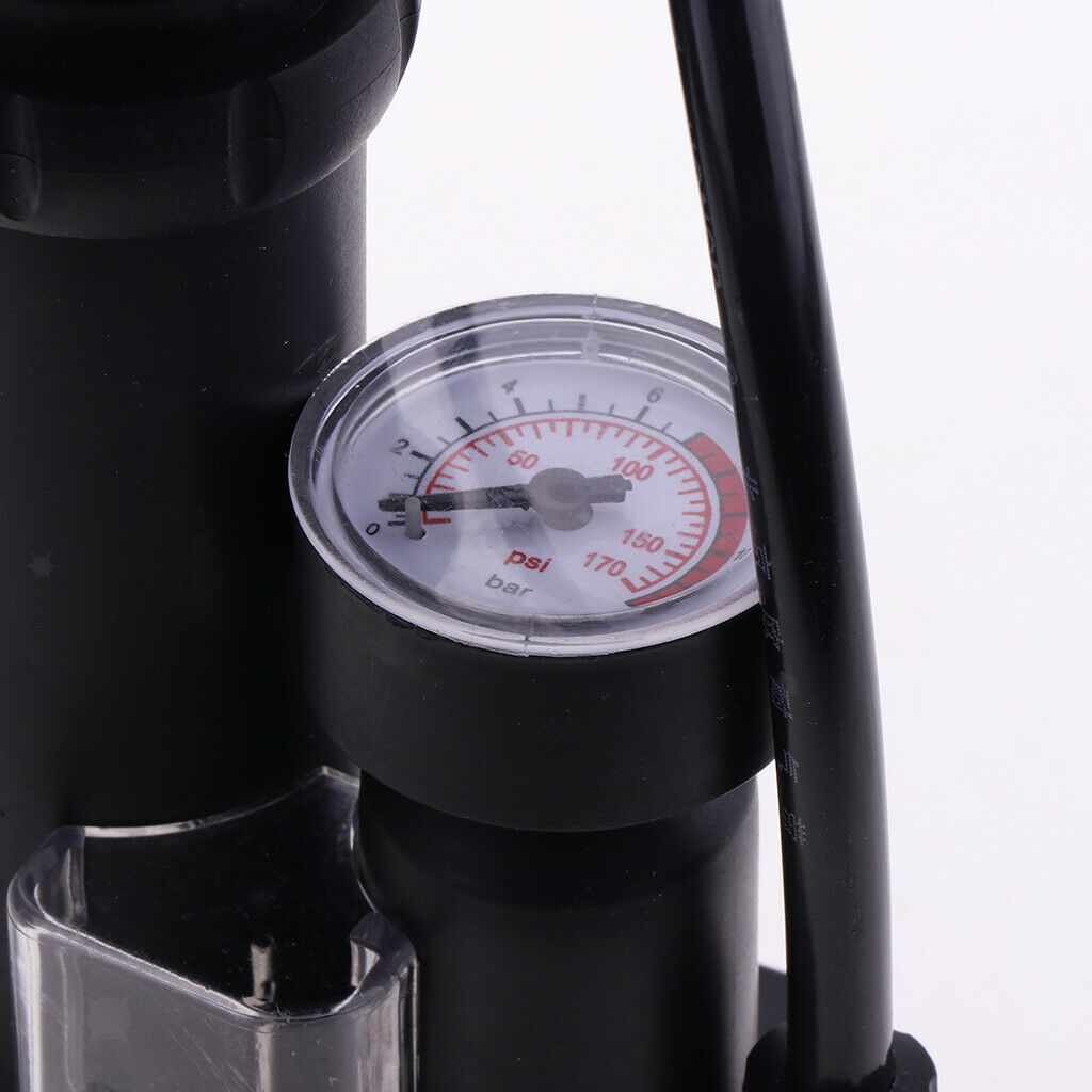 Air Pumper Foot Activated Floor Pump With Gauge Mini Portable Bike Bicycle