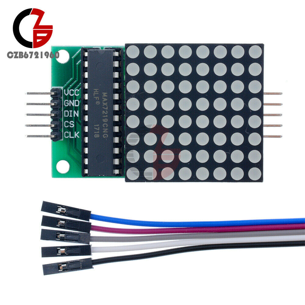 5PCS MAX7219 LED 8x8 Dot Matrix Module Red Light Assembled w/ Cable For Adduino