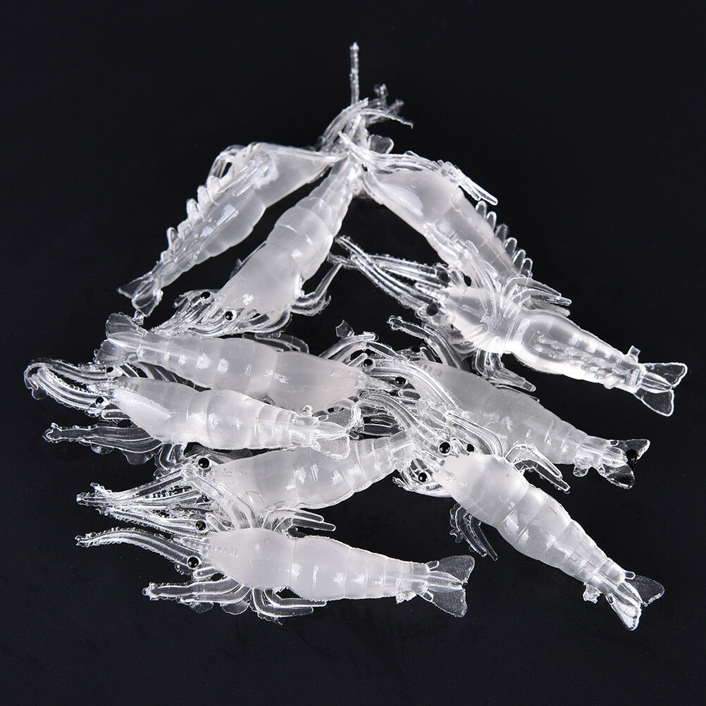 10pcs 4.8cm Shrimp Soft Prawn Tackle Bait Saltwater Bass Fishing Lure  Hook XC