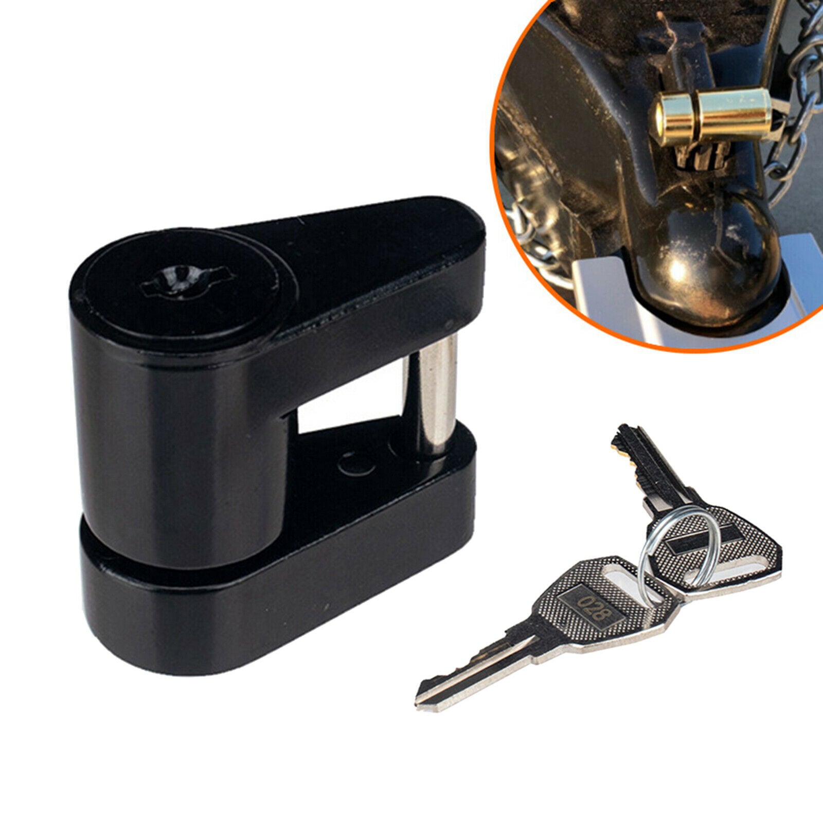 Black Trailer Hitch Coupler Lock Dia 1/4 Inch 3/4" Span for Car's Coupler