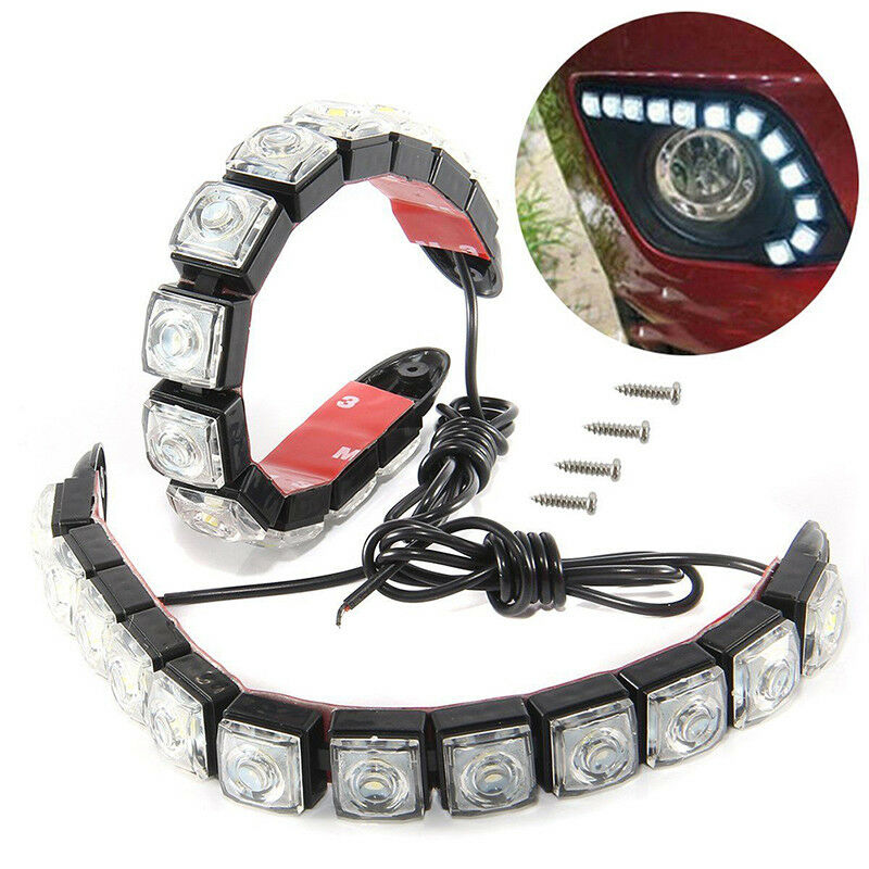 2xCar Flexible 12 LED DRL Daytime Running Light Driving Daylight Fog Light La BD